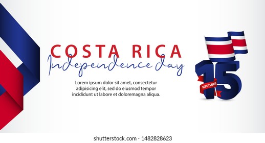 Costa Rica independence day vector template. Design for banner; greeting cards or print.