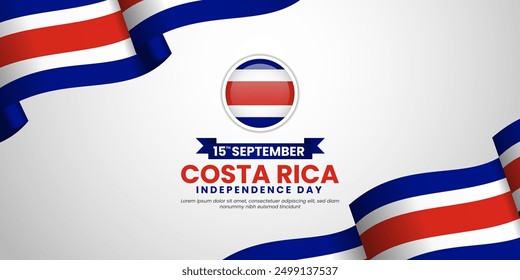 Costa Rica Independence Day Vector Illustration on September 15 with Waving Flag Background