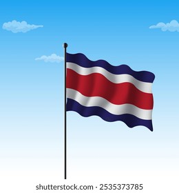 Costa Rica independence day wavy flag vector