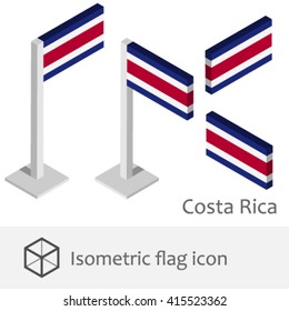 Costa Rica isometric flag icon 
