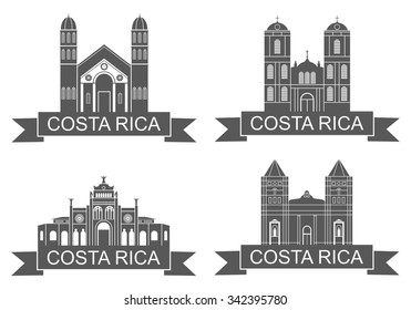 Costa Rica logo. Isolated Costa Rica buildings on white background