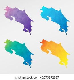 Costa Rica Low Poly Map Clip Art Design. Geometric Polygon Graphic National Icon. Vector Illustration Symbol.