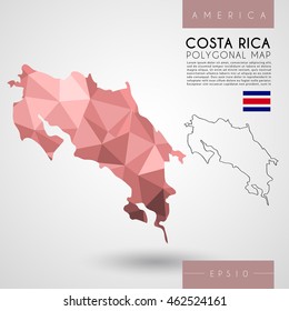 Costa Rica : Low Poly Map : Vector Illustration