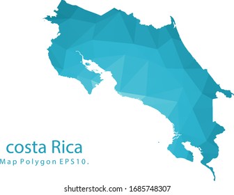 Costa Rica Map Abstract geometric rumpled triangular low poly style gradient graphic on white background