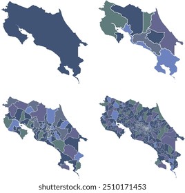 COSTA RICA MAP with its administrative divisions and regions