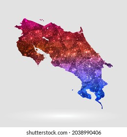 Costa Rica mapa de fondo en estilo poligonal. Ilustración de vectores mapa de aislado en Costa Rica, de color bajo y poly. EPS vectorial 10.
