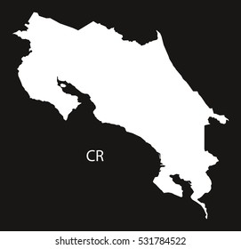 Costa Rica Map black country illustration
