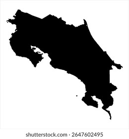 Costa Rica Map - black World Map International vector template with High detailed isolated on white background - Vector