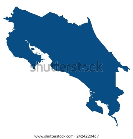 Costa Rica map. Map of Costa Rica in blue color