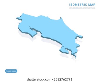 Costa Rica Karte blau auf weißem Hintergrund mit isometrischen Vektor.