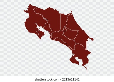 Costa Rica Map burnt brown Color on White Background quality files Color (701205) png