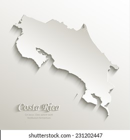 Costa Rica map card paper 3D natural vector