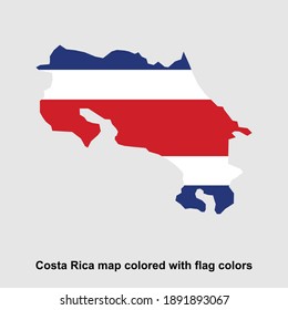 Costa Rica Karte farbig mit Flaggenfarben einzeln Vektorgrafik