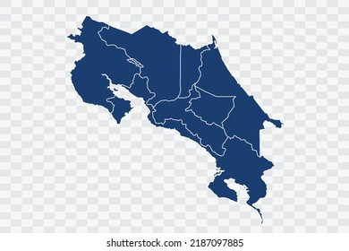 Costa Rica Map dark blue Color on White Background quality files Color (043B72) png