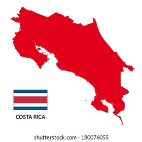 costa rica map with flag