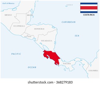 costa rica map with flag