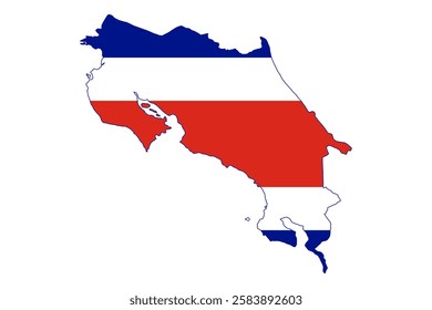 Costa Rica Map with Flag Colors vector illustration