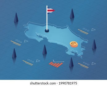 Costa Rica Map Flag Currency Modern Stock Vector (Royalty Free ...
