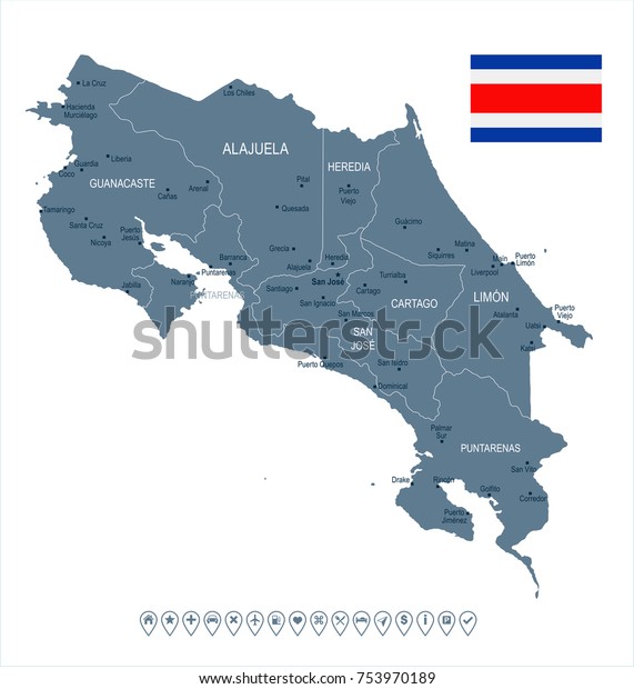 costa rica map and flag Costa Rica Map Flag High Detailed Stock Vector Royalty Free costa rica map and flag