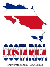 Costa Rica map flag and text vector illustration