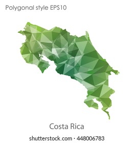 Costa Rica map in geometric polygonal style.Abstract gems triangle,modern design background.. Vector illustration EPS10
