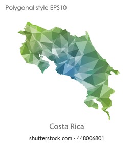 Costa Rica map in geometric polygonal style.Abstract gems triangle,modern design background.. Vector illustration EPS10
