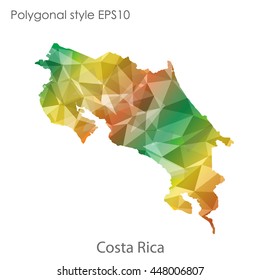 Costa Rica map in geometric polygonal style.Abstract gems triangle,modern design background.. Vector illustration EPS10