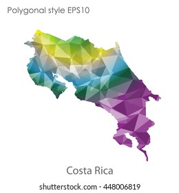 Costa Rica map in geometric polygonal style.Abstract gems triangle,modern design background.. Vector illustration EPS10