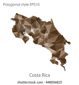 Costa Rica map in geometric polygonal style.Abstract gems triangle,modern design background.. Vector illustration EPS10