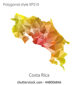 Costa Rica map in geometric polygonal style.Abstract gems triangle,modern design background.. Vector illustration EPS10