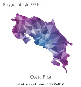 Costa Rica map in geometric polygonal style.Abstract gems triangle,modern design background.. Vector illustration EPS10