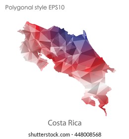 Costa Rica map in geometric polygonal style.Abstract gems triangle,modern design background.. Vector illustration EPS10