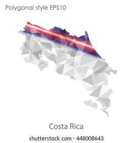 Costa Rica map in geometric polygonal style.Abstract gems triangle,modern design background.. Vector illustration EPS10