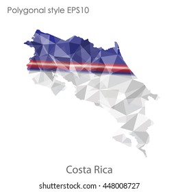 Costa Rica map in geometric polygonal style.Abstract gems triangle,modern design background.. Vector illustration EPS10