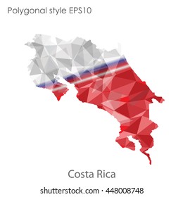 Costa Rica map in geometric polygonal style.Abstract gems triangle,modern design background.. Vector illustration EPS10