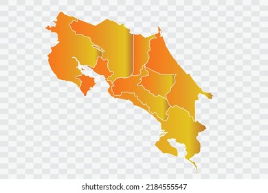 Costa Rica Map Gold Dust Color on White Backgound png