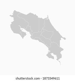 Costa Rica Map Gray Color. Geographic Isolated Gray Vector Country Border Map Of Costa Rica. Vector Illustration
