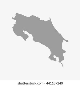 Costa Rica map in gray on a white background