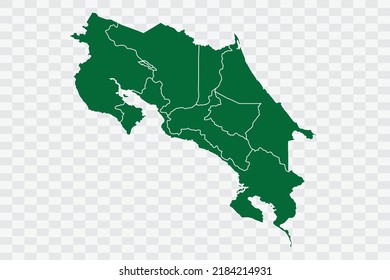 Costa Rica Map green Color on White Background quality files Png