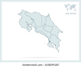 Costa Rica Karte grüner Vektorgrafik auf weißem Hintergrund.