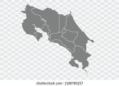 Costa Rica Map grey Color on White Background quality files Png 