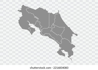 Costa Rica Map grey Color on White Background  Png