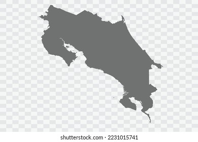 Costa Rica Map grey Color on White no demarcation line Background  Png