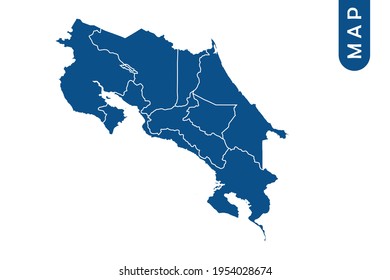 Costa Rica map High Detailed on white background. Abstract design vector illustration eps 10
