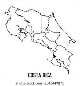 costa rica map icon isolated on white background. Outline map. Simple line icon. Vector illustration