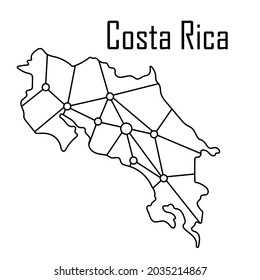 Costa Rica map icon, vector illustration in black isolated on white background.