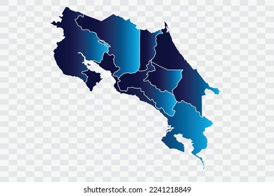 Costa Rica Map indigo Color on White Background quality files   png