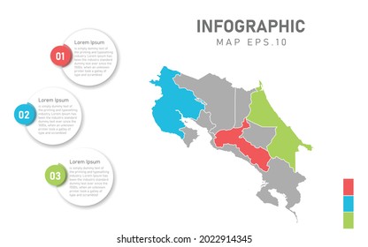 Costa Rica map infographic. Global business marketing concept. World transportation infographics data.