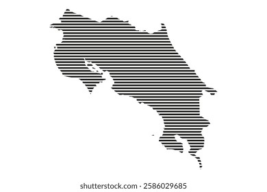 Costa Rica map with lined pattern vector illustration