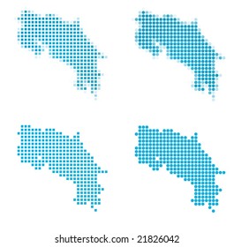 Costa Rica map mosaic set. Isolated on white background.